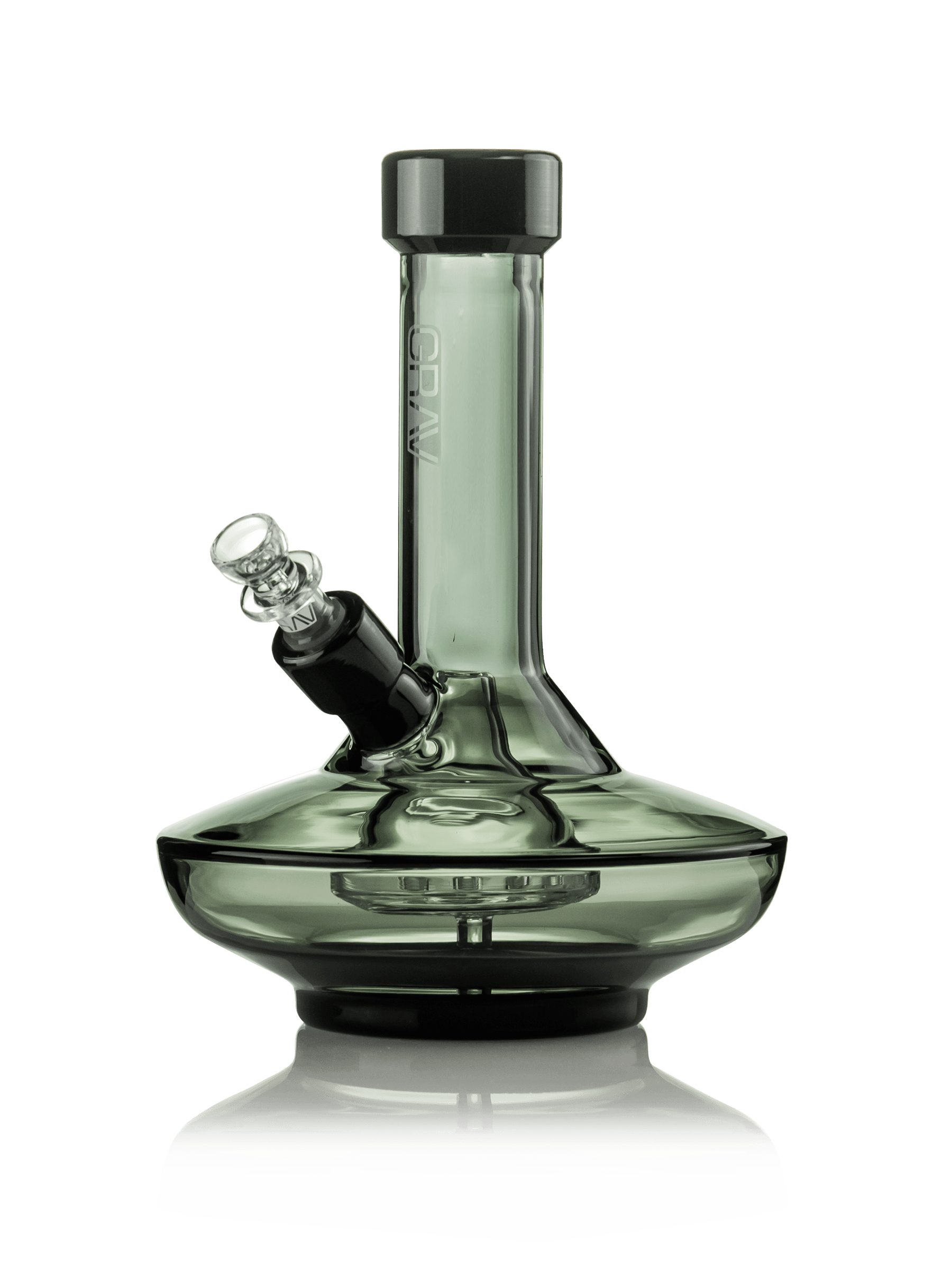 GRAV® Small Wide Base Water Pipe in Smoke with Black Accents